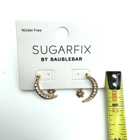 Sugarfix by Baublebar Earrings Stud Rhinestones Moon Star Gold Tone - Picture 3 of 3